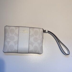 Coach Ivory Wristlet with Signature Pattern